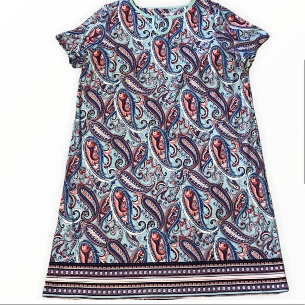 Kim Rogers XL Blue & Red Paisley Dress